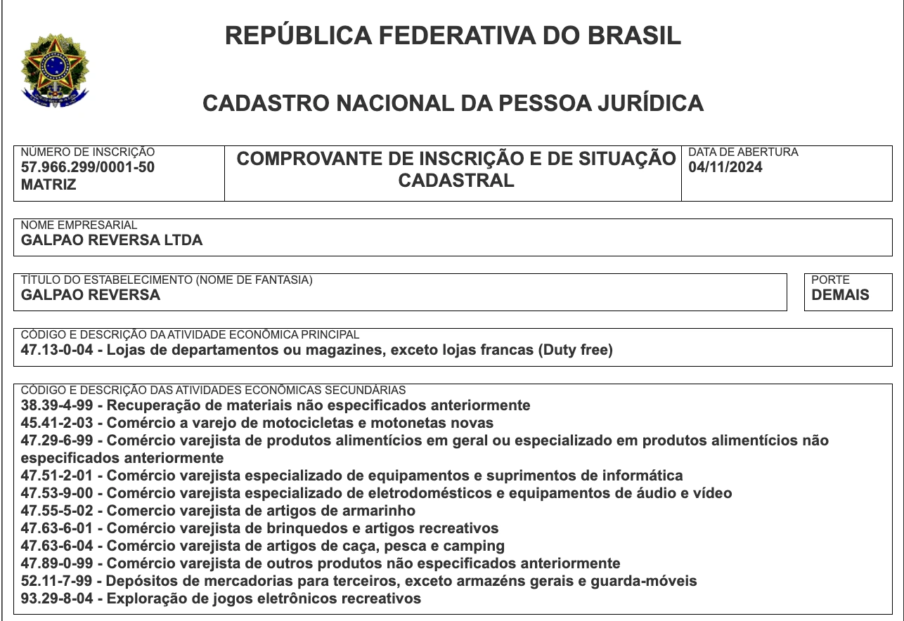 Comprovante CNPJ